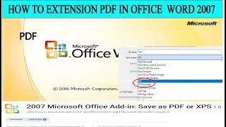 How to Extension PDF Add in MS Office 2007 MS Word 2007  2024 [upl. by Billi]