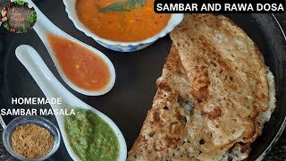 Crispy Onion Rava Dosa with Sambar  Instant Rava Dosa with Sambar Healthy Instant Rava Dosa Recipe [upl. by Leafar282]