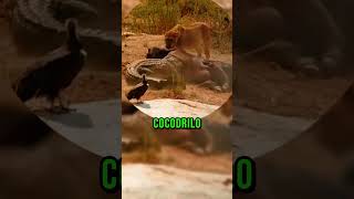 Leonas y cocodrilos comen juntos una presa 😱 animales shorts vidasalvaje [upl. by Orlantha]