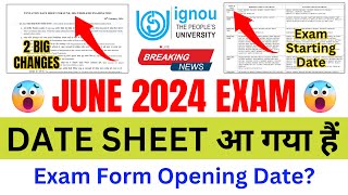 Breaking News IGNOU Released Exam Date Sheet for the June 2024 Examination  IGNOU Date Sheet 2024 [upl. by Atenaz]