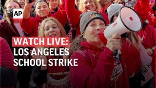 Los Angeles school strike Thousands of teachers walk out as schools close  LIVE [upl. by Ainaled]