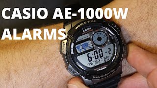 How to set the alarms on a CASIO AE1000W WorldTime [upl. by Mickie647]