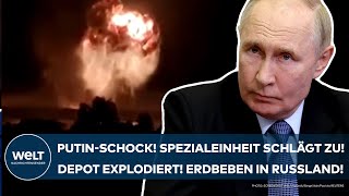 UKRAINEKRIEG Schock für Putin Spezialeinheit zerstört Waffendepot MegaExplosion löst Beben aus [upl. by Anhcar]