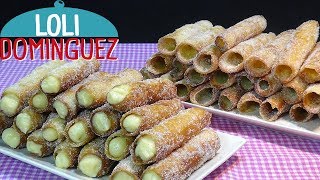 Cañas fritas con y sin relleno de crema pastelera Súper crujientes Loli Domínguez  Semana Santa [upl. by Tsugua]