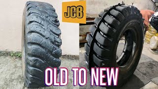 TYRE RESOLING PROCESS JCB TYRE TYRE RETREADING  Restoration [upl. by Hasty850]