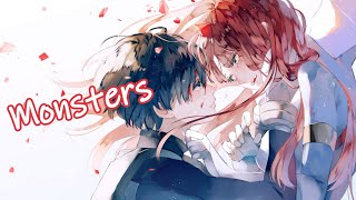 Nightcore  Monsters Lyrics [upl. by Hcnarb]