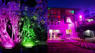 SHOPLED 2 Pack 100W RGB LED Flood Light Bluetooth Smart Outdoor Color Changing Led Floodlights [upl. by Nodnarg]