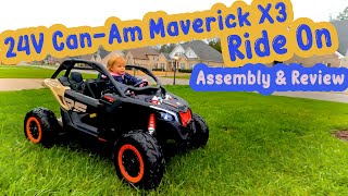 24V Can Am Maverick X3 Kids Ride On  Assembly amp Review [upl. by Marigolda]