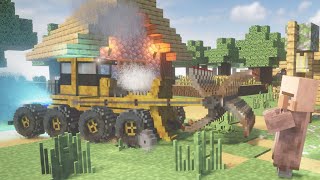 Shred Dozer Car in Realistic MINECRAFT Village in TEARDOWN [upl. by Modla777]