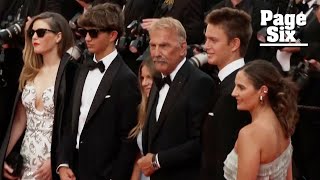 Kevin Costner makes rare appearance with five of his kids at Cannes Film Festival [upl. by Esyahc]