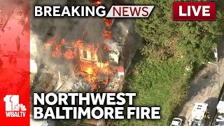 LIVE SkyTeam 11 is over the scene of multiple rowhomes on fire in west Baltimore  wbaltvcom [upl. by Anny]