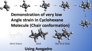 Cyclohexane angle strain demonstration with Avogadro [upl. by Varhol]