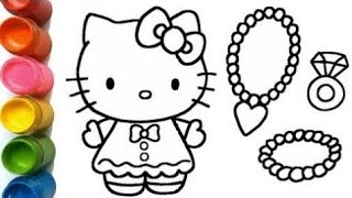 Learn how to beautiful Kitty jewellery drawing Easy kitty with painting for colouring kids draw [upl. by May817]