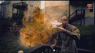 Cornstarch Fire Breathing Experiment  Slow Motion [upl. by Earal]