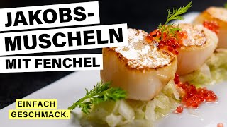 JAKOBSMUSCHELN BRATEN mit roh mariniertem Fenchel  einfachgeschmack [upl. by Gareri855]