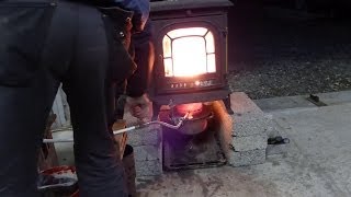 Waste Oil stove heater over 800 degrees F in just a few minutes [upl. by Durnan]