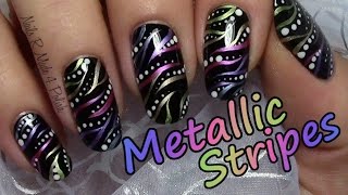 Colorful Stripy Nails with Dots  Rainbow Zebra Nail Art Design  New Year’s Eve Nailart Tutorial [upl. by Balfore]