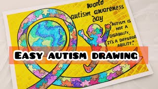 World Autism Awareness Day DrawingAutism Awareness Day Poster World Autistic Pride Day Drawing [upl. by Shanie722]