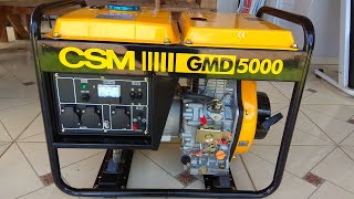 Gerador DIESEL CSM GMD 5000  Demonstração Funcionamento e Ligação pra casa toda [upl. by Michell]