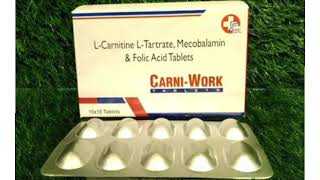 CARNI WORK Tablets LCarnitine LTartrate Mecobalamin amp Folic Acid Tablets [upl. by Maya]