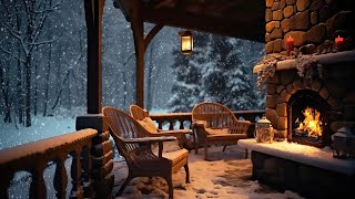 Winter Cozy Porch Ambience with Beautiful Relaxing Music and Falling Snow for Relaxation or Sleep [upl. by Ellary171]