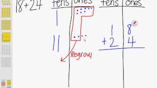 TwoDigit Addition Regrouping Ones Grade 2 [upl. by Moser]