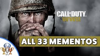 Call of Duty WW2  All 33 Memento Collectibles Locations Piece of History Trophy amp Achievement [upl. by Weatherley]