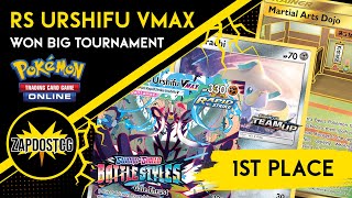 1ST PLACE Rapid Strike Urshifu VMAX Deck Won HUGE Tournament Pokemon TCG [upl. by Lenz]