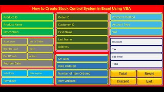 Creating a Stock Control System in Excel Using VBA  Part 1  Excel Tutorial [upl. by Tavi]