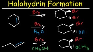 Halohydrin Formation  Addition of Halogens to Alkenes  Br2 amp H2O [upl. by Nueoras]