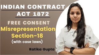 FREE CONSENT  MISREPRESENTATION  SECTION18 CONTRACT ACT 1872 [upl. by Enaywd279]