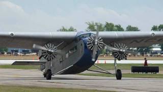 Oshkosh Ford TriMotor EAA AirVenture Indiana Jones plane  HD [upl. by Toma]