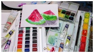 Cotman Watercolor Review amp Watermelon Painting Demo [upl. by Bramwell]