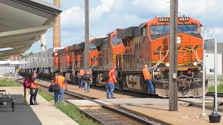 7132021  Trains Receiving Crew Changes at Fort Madison IA [upl. by Eitisahc]