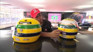 Hamilton explains special Senna tribute helmet BBC F1 2011 Brazilian GP [upl. by Anbul]