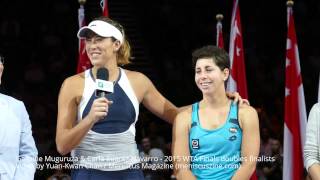 Garbiñe Muguruza amp Carla Suarez Navarro  2015 WTA Finals doubles finalists oncourt interview [upl. by Torosian]