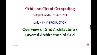 Overview of Gird ArchitectureGrid and Cloud Computing15A05701Unit1 Layered Grid Architectecture [upl. by Yhtomot]