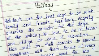 Write an essay on holiday  Holiday essay in english [upl. by Lyrred850]