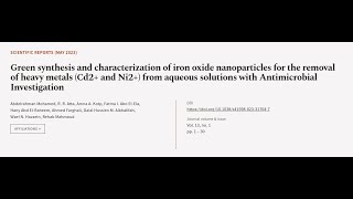 Green synthesis and characterization of iron oxide nanoparticles for the removal of h  RTCLTV [upl. by Ragas]