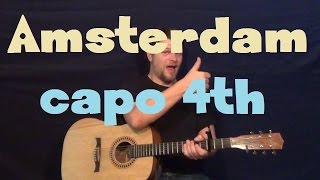 Amsterdam Imagine Dragons Easy Strum Guitar Lesson How to Play Tutorial Capo 4th Fret [upl. by Nylissej]