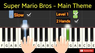 Super Mario Bros  Main Theme  piano easy [upl. by Yrekcaz381]