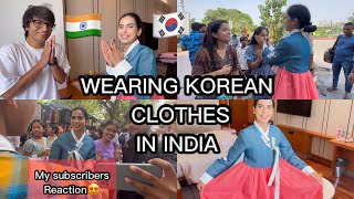 🇰🇷KOREAN HANBOK CHALLENGE IN INDIA🇮🇳 with souravjoshivlogs7028 meeting my subscribers ♥️ [upl. by Rubi]