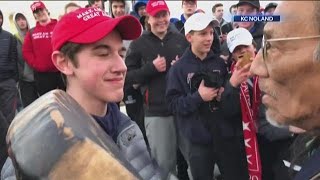 SOCIAL MEDIA REACTS  High school students in MAGA hats taunt man at indigenous peoples march [upl. by Behn]