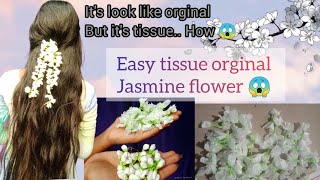 jasmine tissue flower 😱orginal tissue Jasmine easy and simple tissue Jasmine [upl. by Oinolopa640]