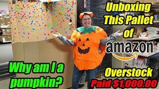 Unboxing a pallet dressed as a pumpkin Check out what we got from Amazon Paid 100000 [upl. by Ednargel]