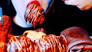 Mukbang with Nutella Profiterole Chocolate Crepe Cake ASMR Eating ribongasmr4431 [upl. by Dnallor]