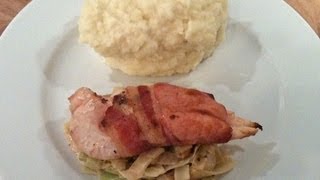 Chicken wrapped in Bacon with Creamed Leeks CookAlong Video Part 2 [upl. by Ytitsahc]