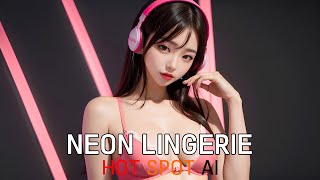 AI Lookbook 4K  Neon lingerie fashion show  AI art girl  AI Beauty  AI 룩북 AI 그림 [upl. by Atiuqiram301]