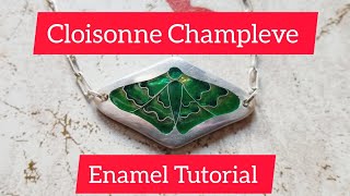 How to Make Champleve Cloisonne Enamel Enameling techniques Tutorial Green Moth [upl. by Leelah838]