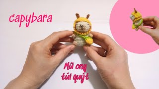 Crochet partterns CAPYBARA bee hat tangerine bag  Móc mẫu capybara mũ ong túi quýt San Crochet [upl. by Kelila]